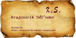 Krajcsirik Sándor névjegykártya